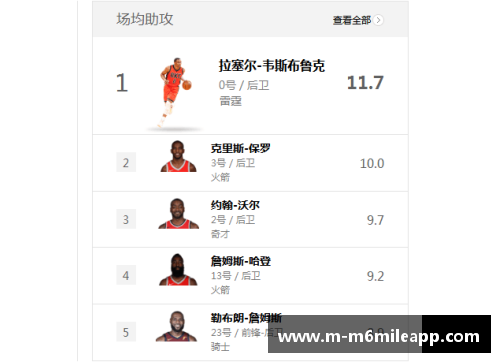 NBA球员助攻数据解析与计算方法