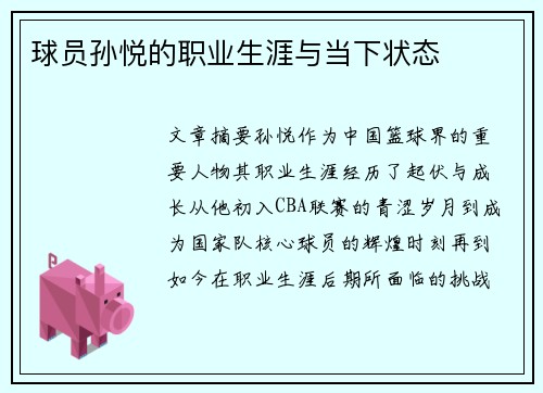 球员孙悦的职业生涯与当下状态